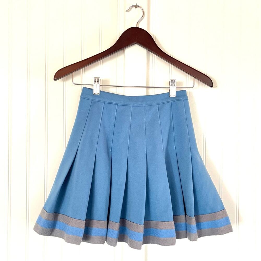 Vintage Cheerleading Skirt XS Pleated Short Gray Striped North Carolina Blue